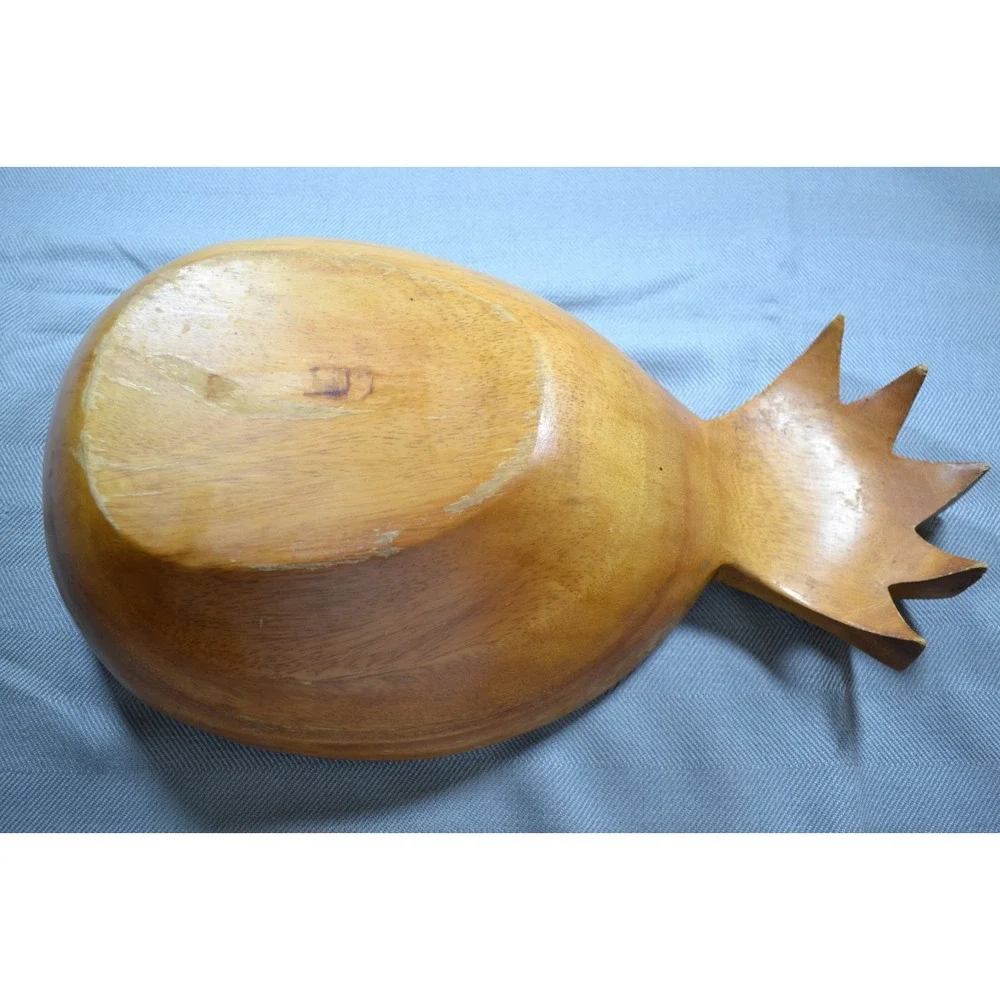 Monkey Pod Hawaii Carved Wood Pineapple Bowl Set Of 3